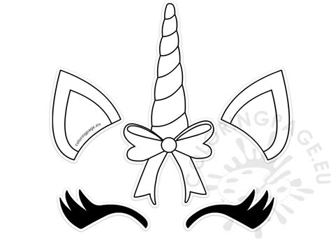 unicorn face  bow template coloring page