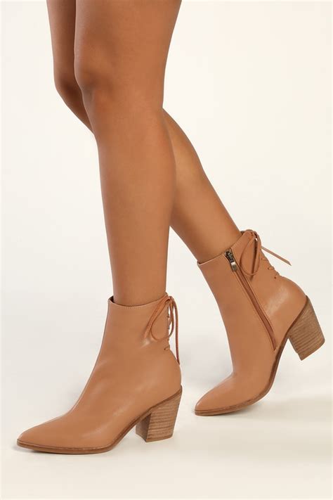 Taupe Ankle Boots Lace Up Ankle Boots Stacked Heel Boots Lulus