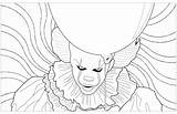 Pennywise Coloring Pages Clown Getdrawings sketch template