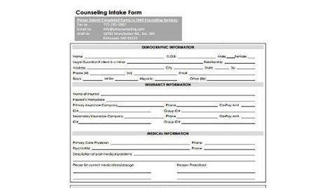 sample counseling intake forms   ms word