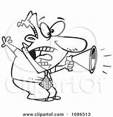 Clipart Shouting Outlined Businessman Megaphone Illustration Royalty Toonaday Vector Amplified Screaming Leishman Ron Clipground sketch template