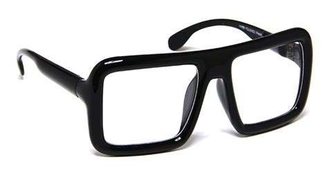 new gloss black bold thick square mens extra large clear lens glasses