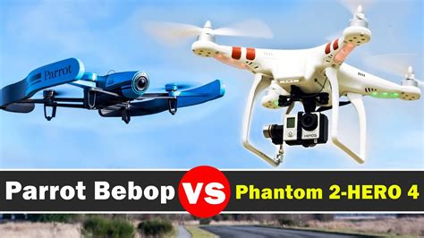 parrot bebop  dji phantom   gopro hero  black drone comparison youtube