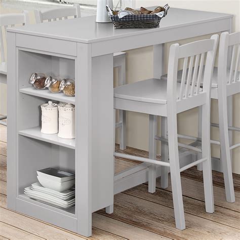 jofran ec  tribeca counter height table  storage shelves grey