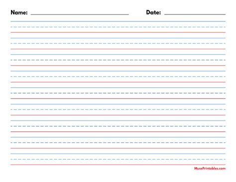 printable blue  red   date handwriting paper