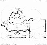 Monk Chubby Clipart Cartoon Tablet Outlined Coloring Vector Cory Thoman Royalty sketch template