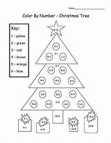 Christmas Worksheets Number Color Coloring Tree Math Worksheet Printable Sheets Pages Add Activities Activity Kids Kindergarten Subtract Addition Numbers Trees sketch template
