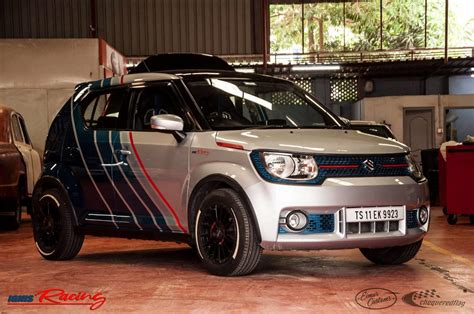 modified maruti ignis   lovely race inspired paint job