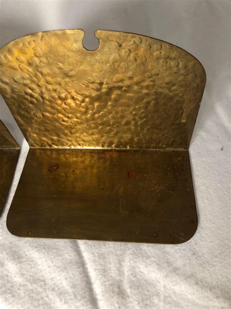 pair  hammered brass arts  crafts bookends  frost  sale  stdibs