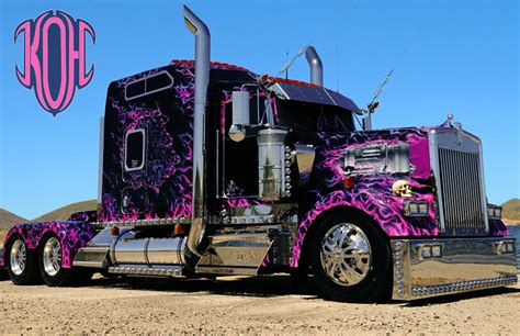 custom pink kenworth  big trucks custom big rigs big ride