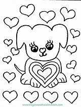 Coloring Cute Pages Hearts Valentine Printable Sheets Popular Dog sketch template