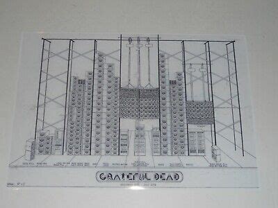 large grateful dead wall  sound schematic  hollywood bowl poster   picclick