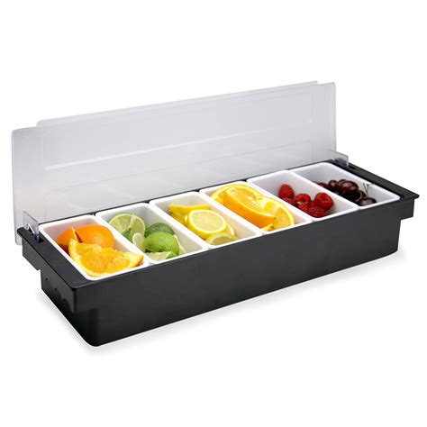compartment condiment dispenser fruit garnish condiment tray