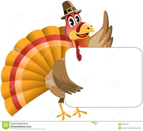 Thanksgiving Turkey Holding Banner Stock Illustration