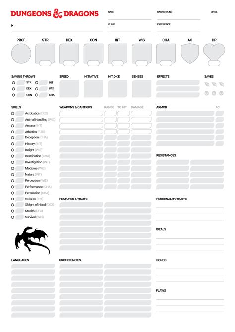 Character Sheets 5e Printable