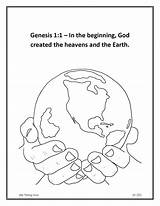 Coloring Pages Earth Bible Verse Creation God Created Sheet Beginning School Everywhere Kids Clipart Everything Drawing Sheets Sunday Memory Colouring sketch template