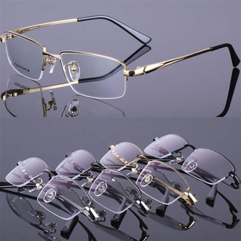 men pure titanium eyeglass frames half rimless glasses spectacles