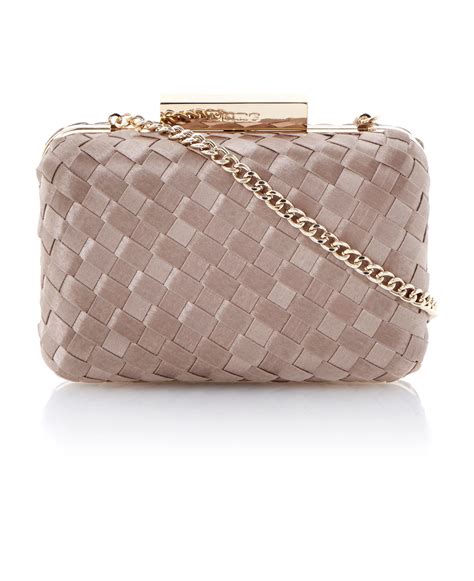 dune boven satin box clutch bag  pink taupe