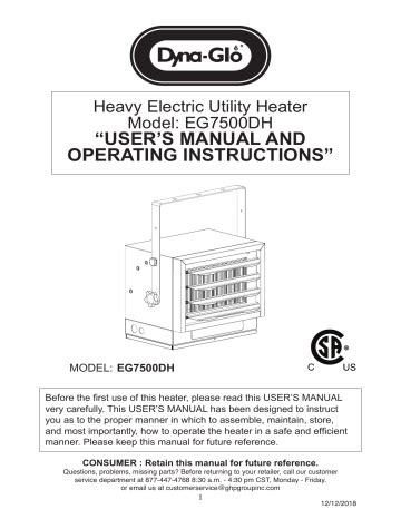 dyna glo  watt dual heat electric garage heater installation guide manualzz