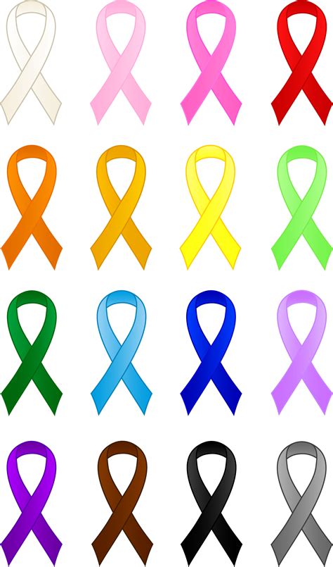 awareness ribbons set  colors  clip art