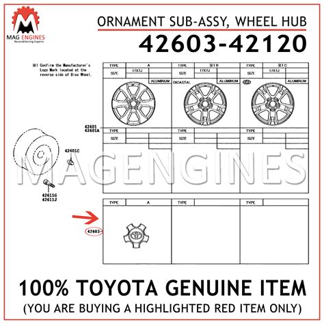 car truck parts automotive   genuine oem toyota ornament  assy wheel hub