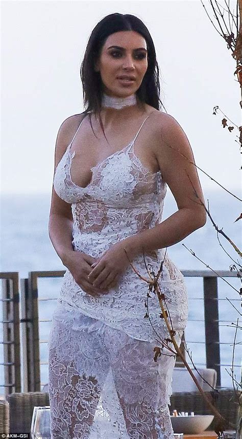 Kim Kardashian Wears Sheer Lace Dress For Scott Disick S
