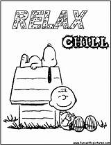Snoopy Coloring Pages Relax Charlie Peanuts Brown Printable Charliebrown Colouring Christmas Cartoon Characters Vacation Enjoy Printables Color Ways Simple Woodstock sketch template