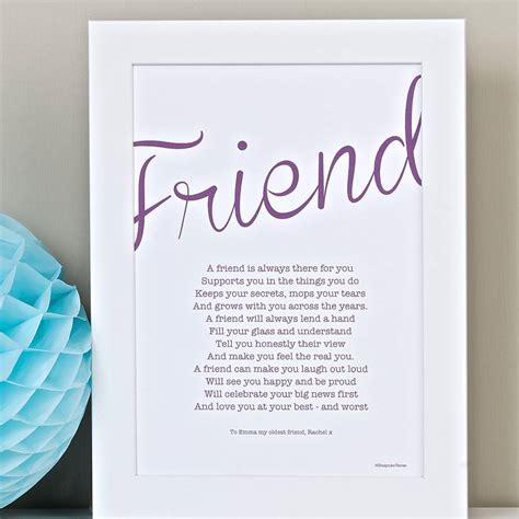 friend personalised print  friendship poem  bespoke verse