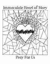 Immaculate Heart Mary Sacred Coloring Seven Pages Jesus Sorrows Pray Hail Holy Stained Glass Click sketch template
