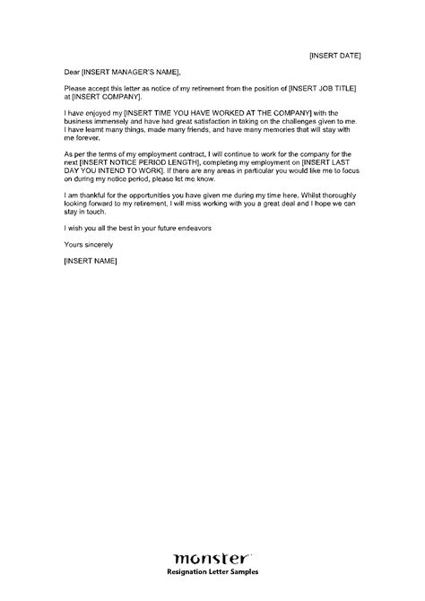 sample retirement resignation letter sergesilvana