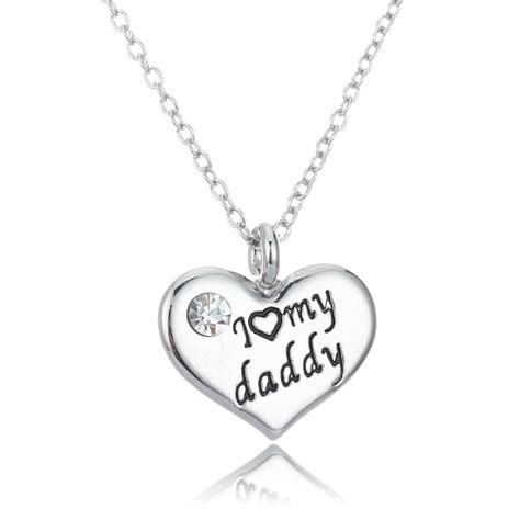 i love my daddy necklaces heart crystal pendant chain necklace men