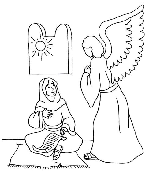 angel speaks  mary coloring pages