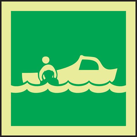 rescue boat glow   dark imo safety sign mlmr