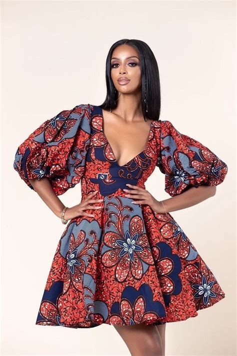beautiful puffy sleeve ankara dress african print two piece etsy