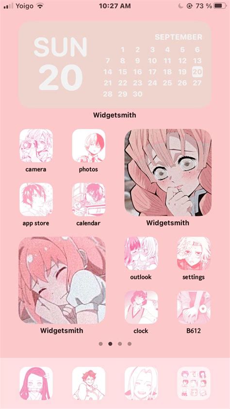 ios  organization pale pink anime homescreen iphone