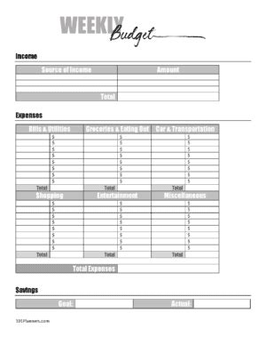 budget sheet template printable  editable