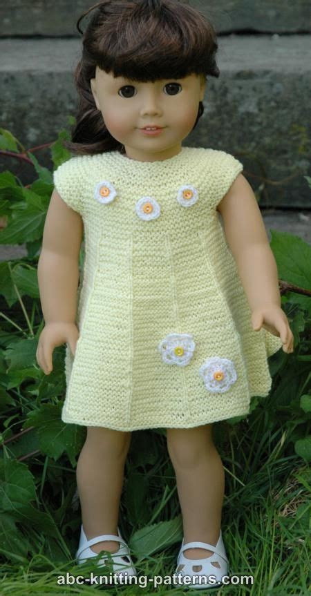 Abc Knitting Patterns American Girl Doll Garter Stitch Summer Dress
