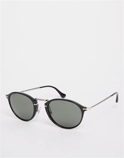 persol round sunglasses in black for men lyst