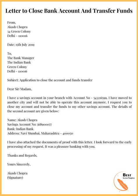 bank letter template