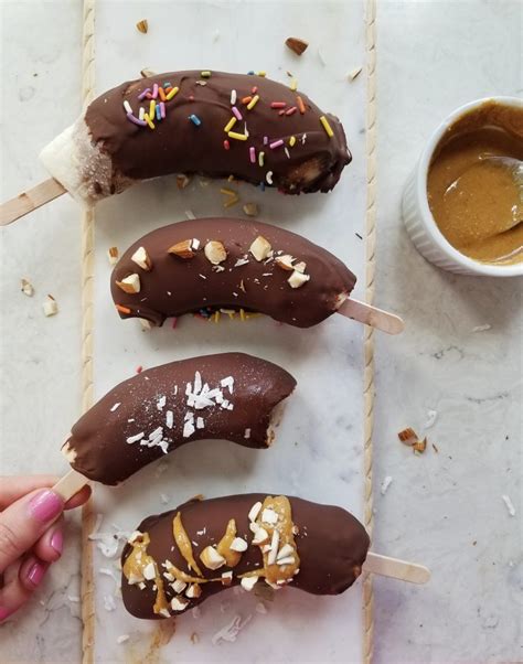 Chocolate Peanut Butter Frozen Bananas On A Stick The Hint Of Rosemary