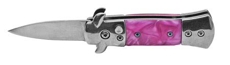 mini stiletto switchblade knife pink pearl ks