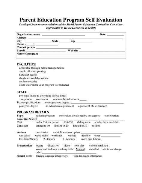 virginia parent education program  evaluation form