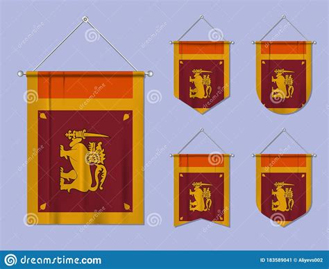 set  hanging flags sri lanka  textile texture diversity shapes   national flag