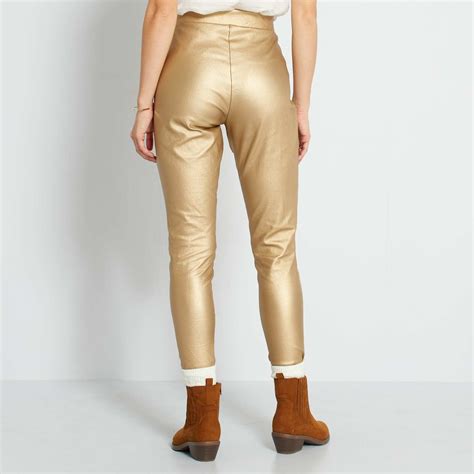 goudkleurige skinny broek dameskleding goudkleur kiabi