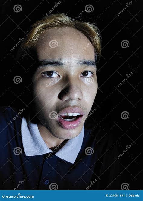Confused Filipino Male Person In Dark Stock Image Image Of Darkness