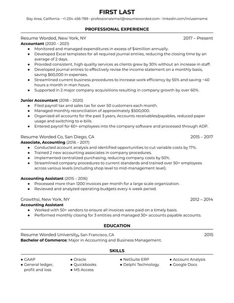 accountant resume examples   resume worded