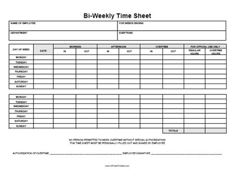 printable biweekly timesheet template  printable templates