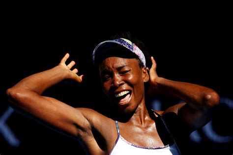 venus williams reacts to advancing in the australian open