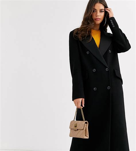 asos design tall lange jas  zwart tall fashion