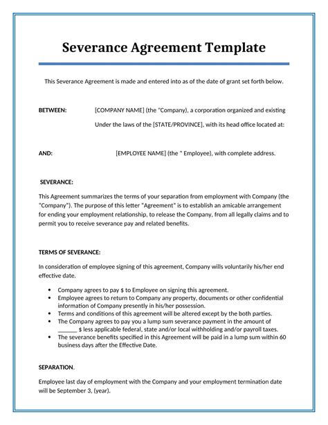 severance negotiation letter template